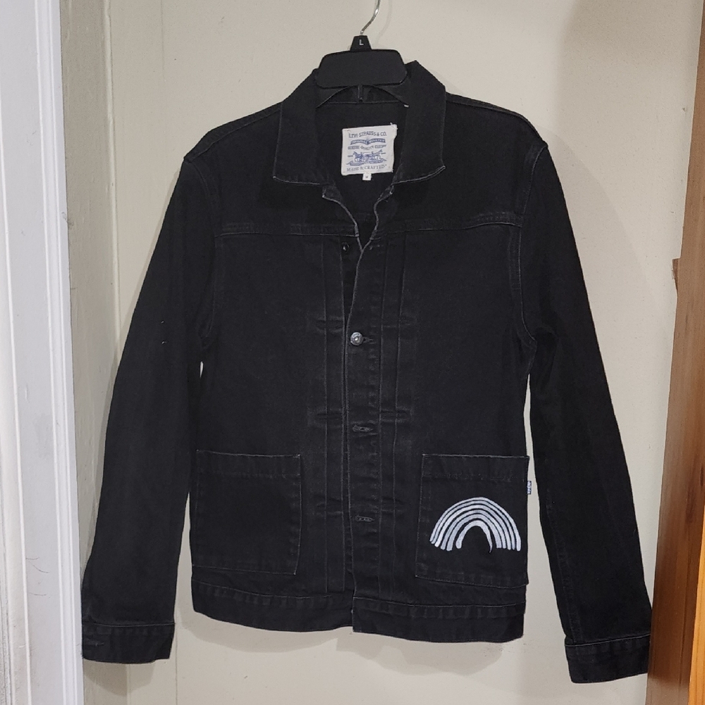 Levi's Black Denim Jacket Used Great Conditions - Picture 1 of 16